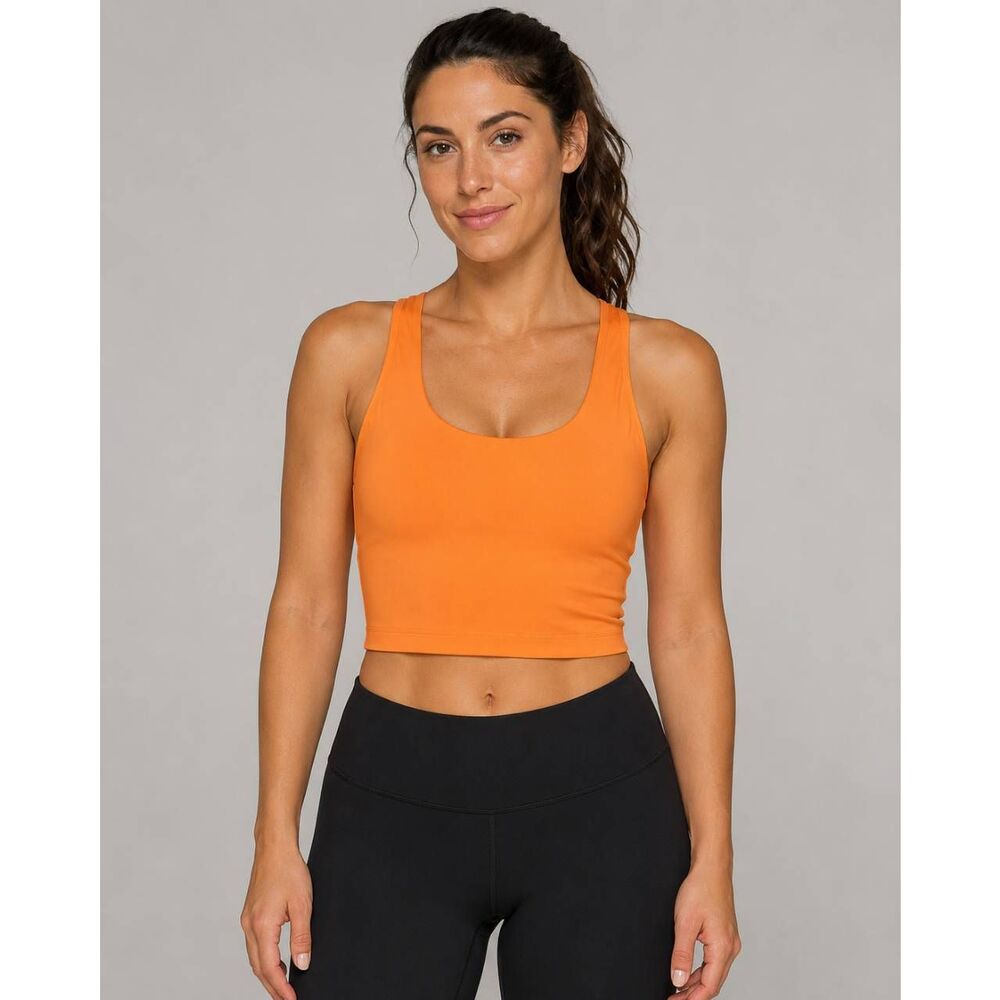 Lululemon Orange Built-In Bra Cropped Tank Top Women's Size 2 Athletic Yoga